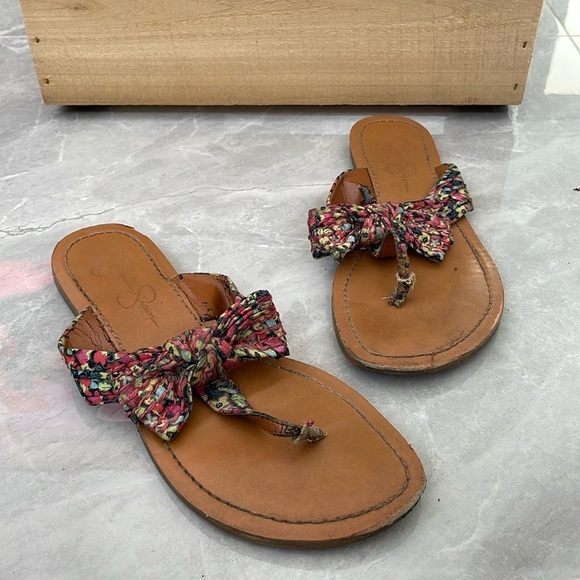 Women's Jessica Simpson Floral Bow Flip Flop Sandals Size 9 - Picture 1 of 10